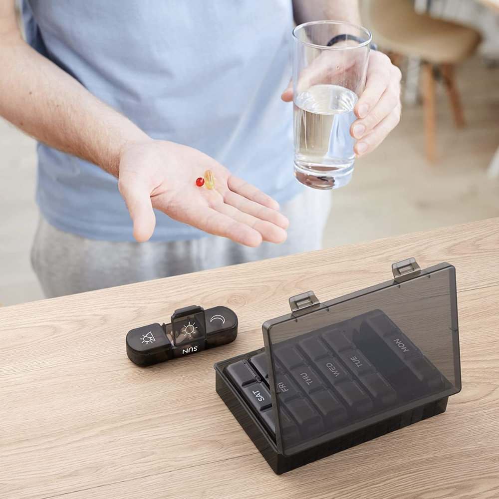 Medicine Organizer Box, Weekly, 21 Compartments, Compact, Portable