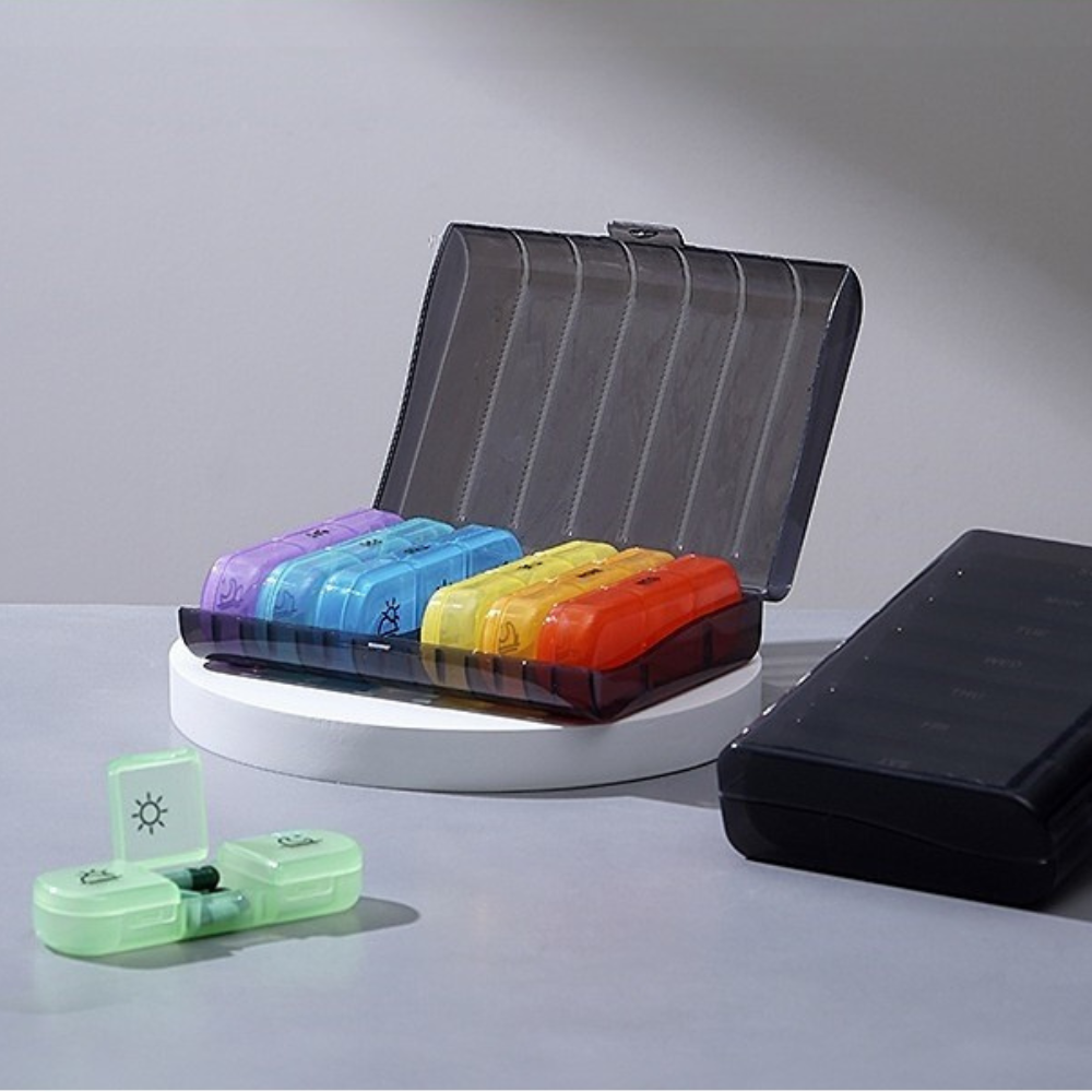 Medicine Organizer Box, Weekly, 21 Compartments, Compact, Portable