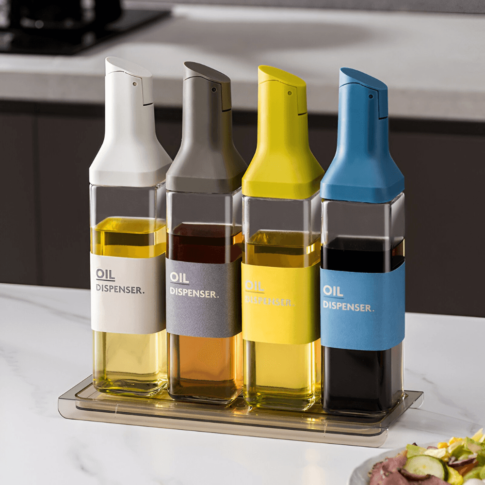 Oil Dispenser, Capacity 500ml, Automatic Open/Close, Gravity Induction, 29.5cm, White, Blue, Gray, Yellow