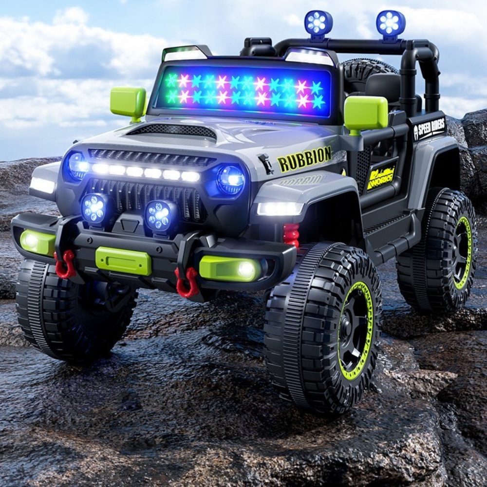 Masinuta Electrica Off-Road, cu Telecomanda, Tractiune Integrala, 12V, 7Ah, Lumina Intermitenta