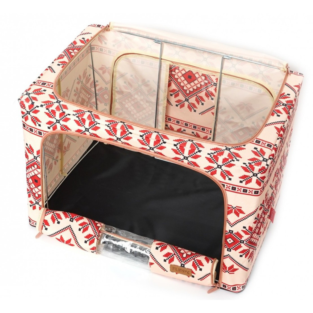 Cutie de Depozitare, Model Traditional, 66-100L, Material Textil, Cadru Otel, cu Fermoar