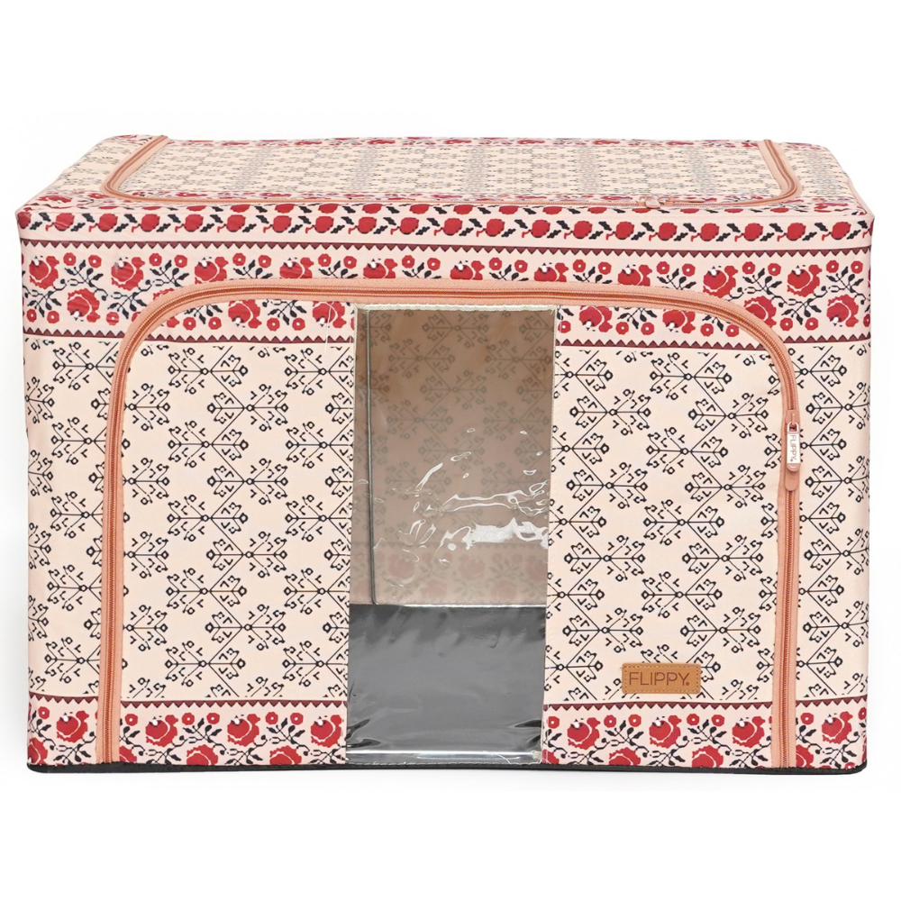 Cutie de Depozitare, Model Traditional, 66-100L, Material Textil, Cadru Otel, cu Fermoar