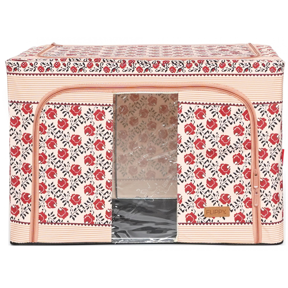 Cutie de Depozitare, Model Traditional, 66-100L, Material Textil, Cadru Otel, cu Fermoar