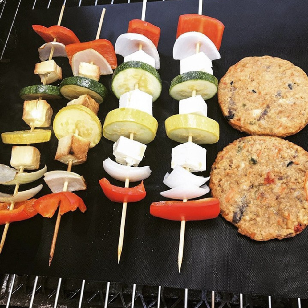 Non-Stick Grill Foil Set, Reusable, Heat Resistant, Teflon, 40x33cm, Black