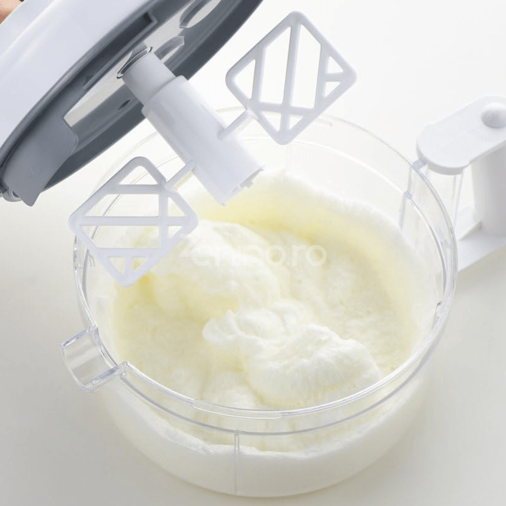 Multifunctional Salad Dryer, Manual Model, 3 Stainless Steel Blades, Vegetable Chopping, Composition Mixing, White