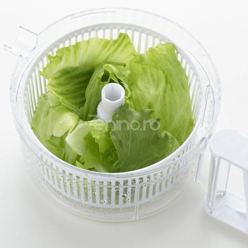 Multifunctional Salad Dryer, Manual Model, 3 Stainless Steel Blades, Vegetable Chopping, Composition Mixing, White