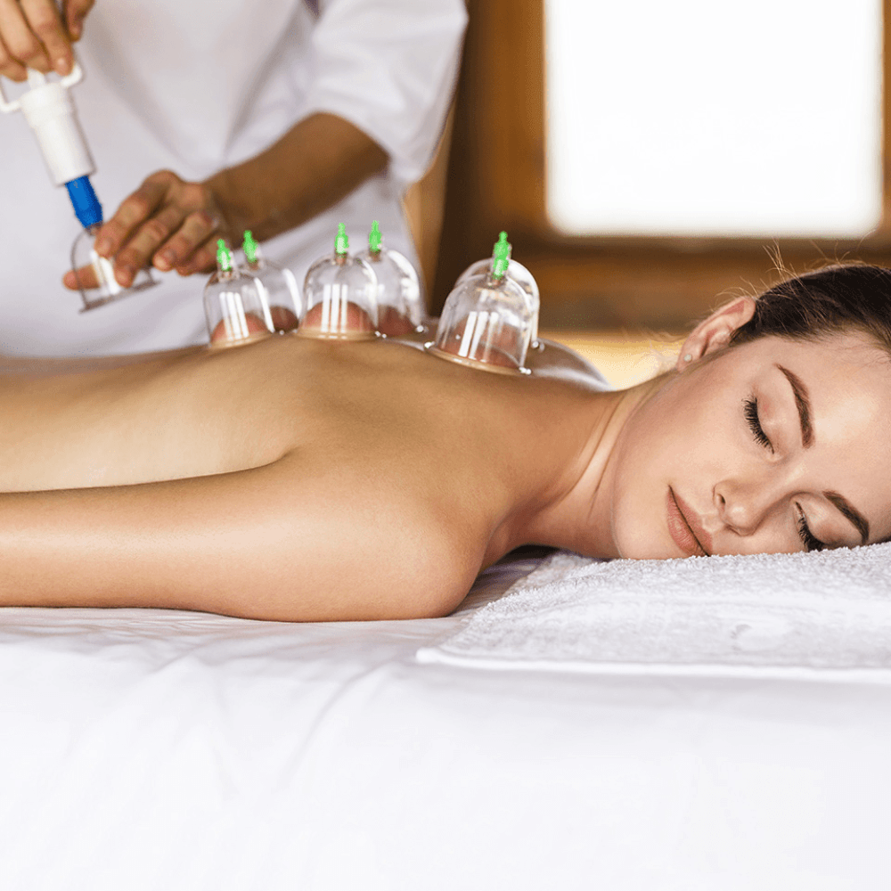 Set of 12 Massage Cupping Cups, Vacuum Pump, Anti-Cellulite, Therapy, Relaxation, White