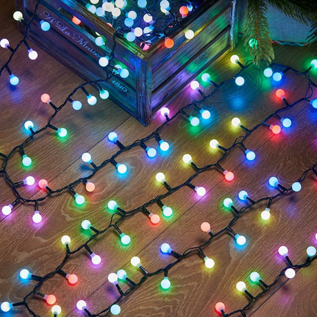 Instalatie de Craciun, Liniara 10m, 40 Becuri LED, Multicolor, 8 Jocuri de Lumini, Fir Negru, 220V, Controler