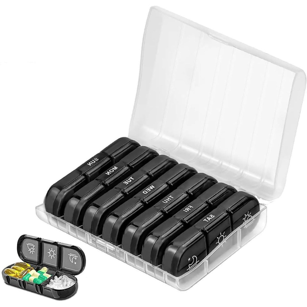 Medicine Organizer Box, Weekly, 21 Compartments, Compact, Portable