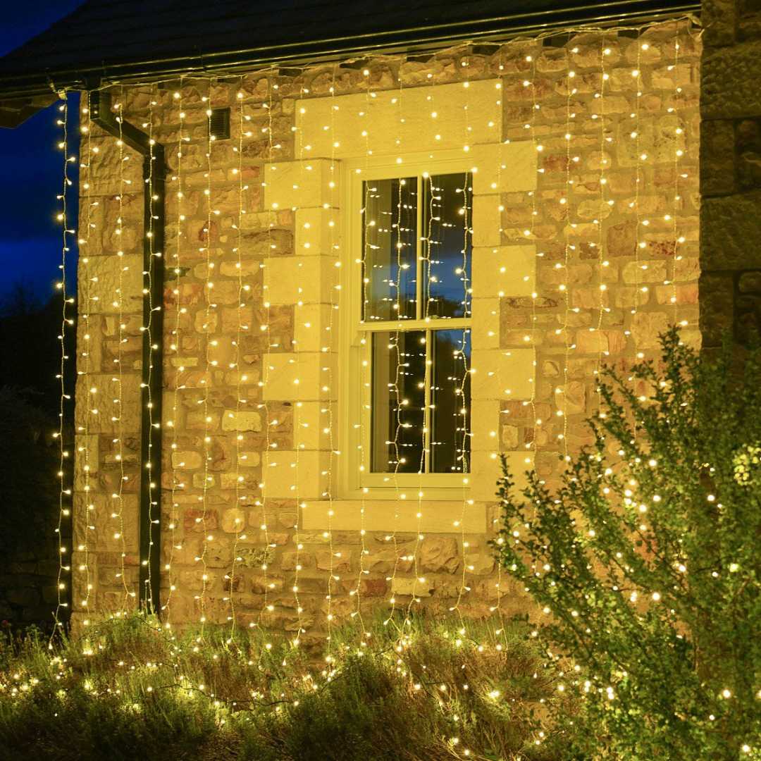 Instalatie de Craciun, Tip Perdea, Becuri LED, 8 Jocuri de Lumini, Fir Transparent, Prelungitor 1.5m, Alb Cald, Rece, Multicolor