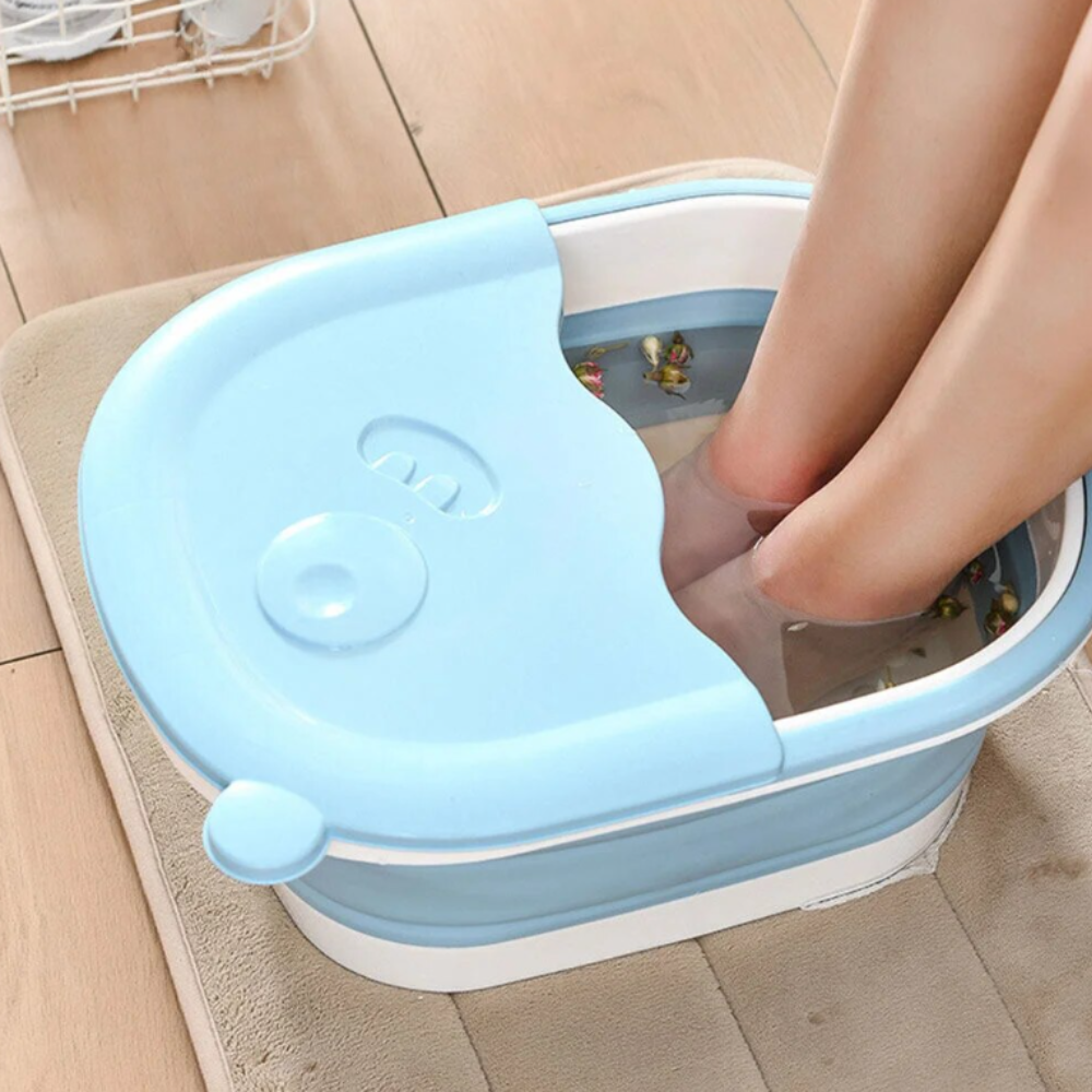 Вана за масаж на крака, сгъваем модел, преносим, поставка за телефон/чаша, силикон