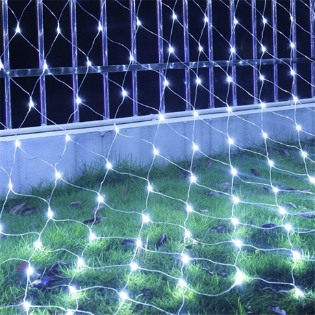 Instalatie de Craciun, Tip Plasa, Becuri LED, 8 Jocuri de Lumini, Interconectabila, Fir Transparent, Prelungitor 1.5m, Alb Cald, Rece, Multicolor