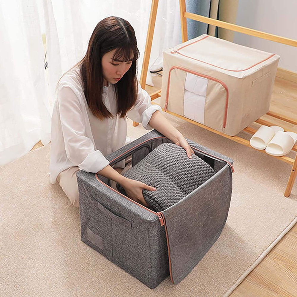 Cutie de Depozitare, Pliabil, Capacitate 24L-100L, Material Textil, cu Fermoar, Culori Diferite