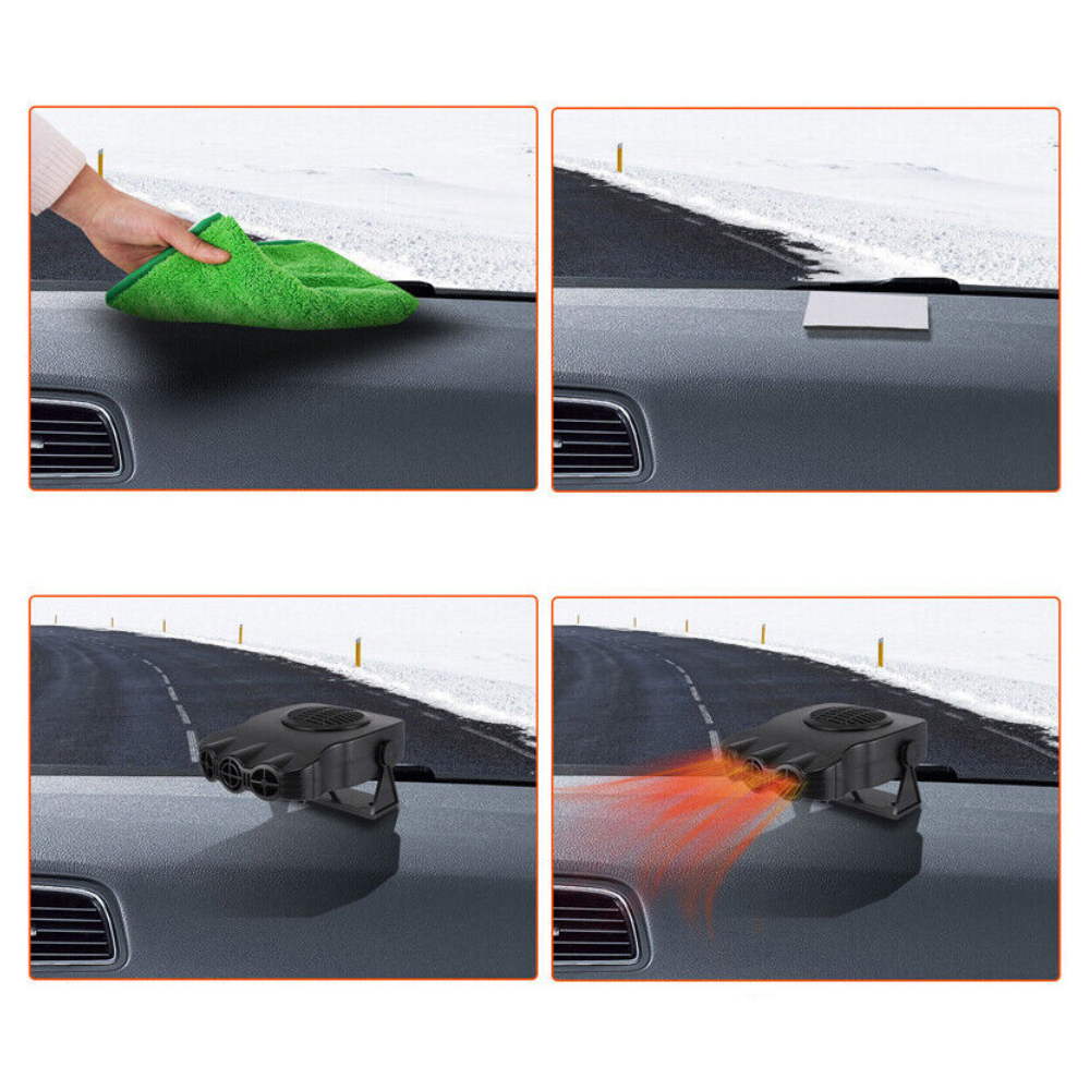 2 в 1 вентилатор за кола, функция за охлаждане или отопление, 200 W, с дръжка, 1 м кабел, лесен монтаж, черен