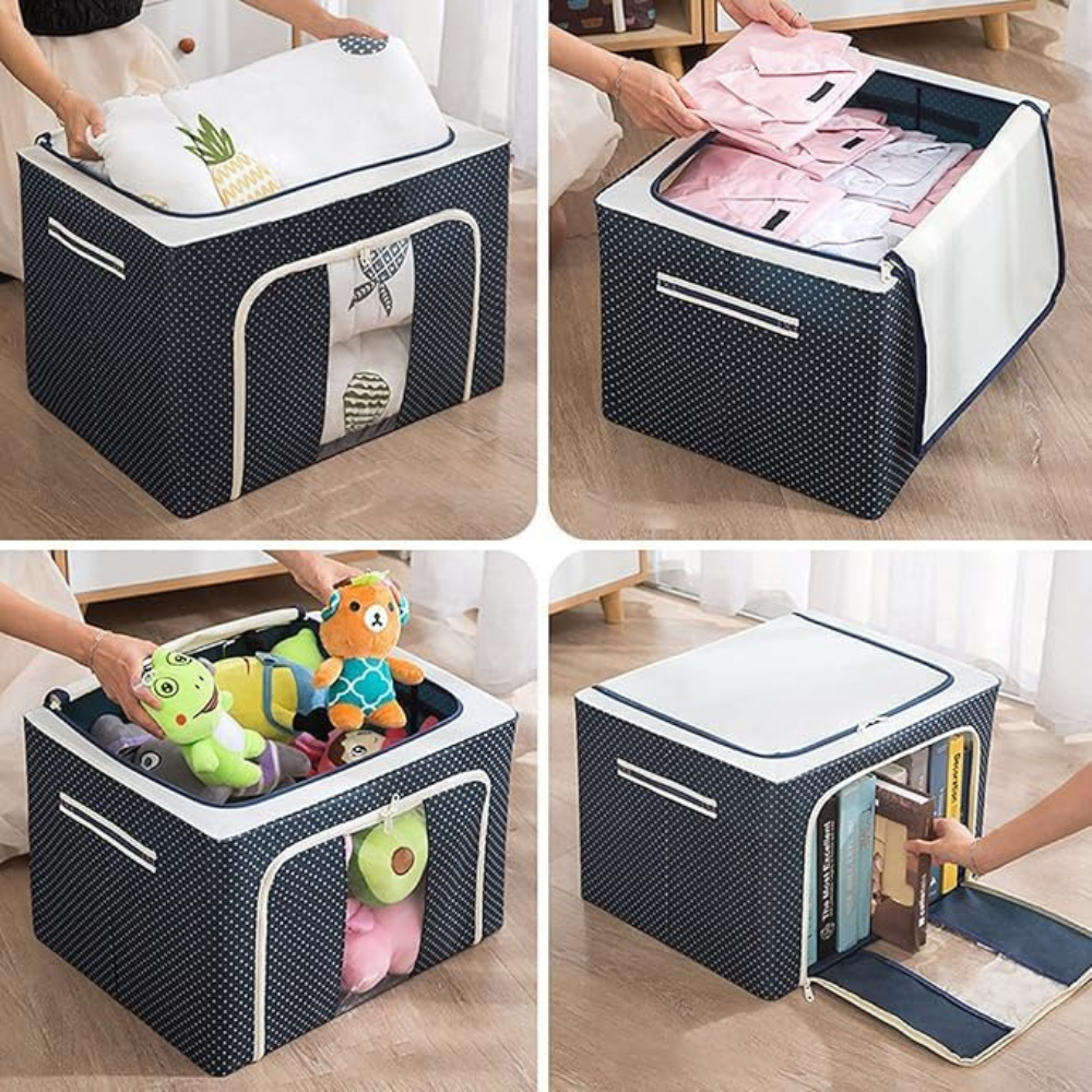 Cutie de Depozitare, Model Buline, Pliabil, Capacitate 24L-100L, Material Textil, cu Fermoar