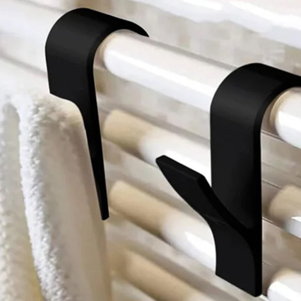 Комплект куки за радиатор, закачалка за кърпи и дрехи, практичен дизайн, пестящ място, бял