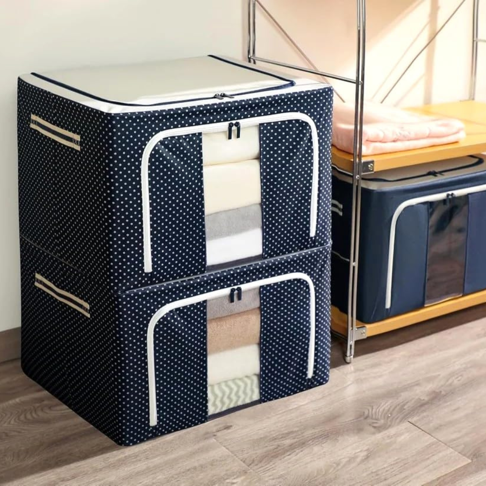 Cutie de Depozitare, Model Buline, Pliabil, Capacitate 24L-100L, Material Textil, cu Fermoar