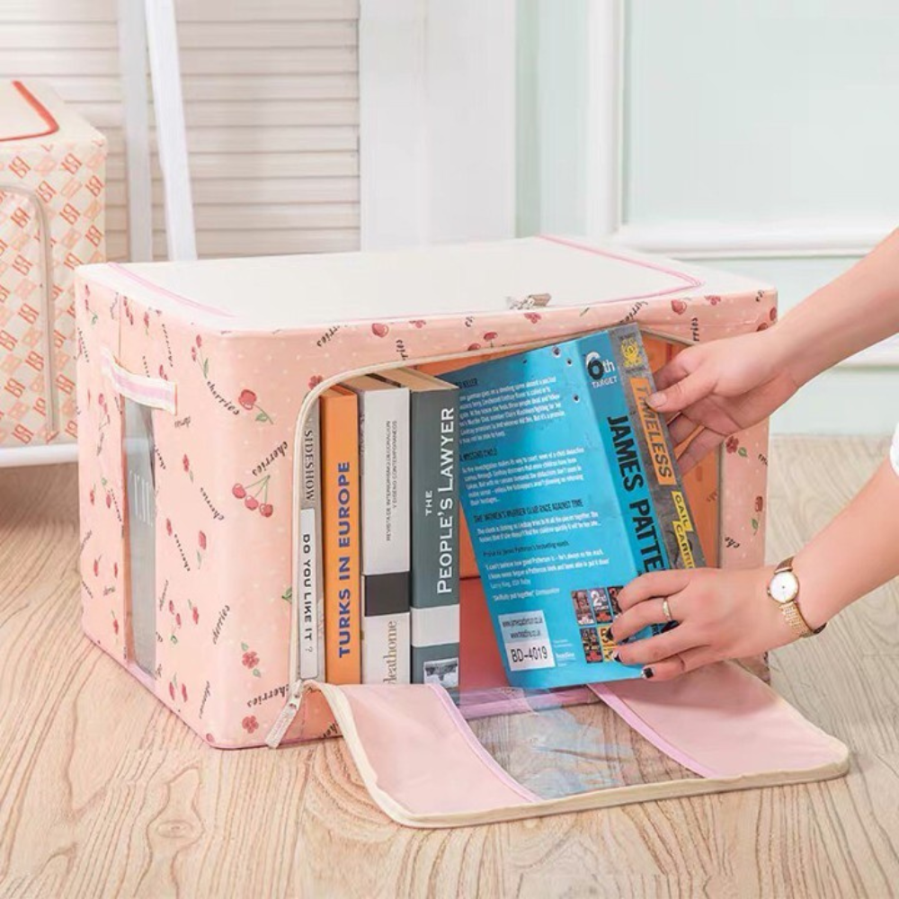 Cutie de Depozitare, Model Cirese, Pliabil, Capacitate 24L-100L, Material Textil, cu Fermoar