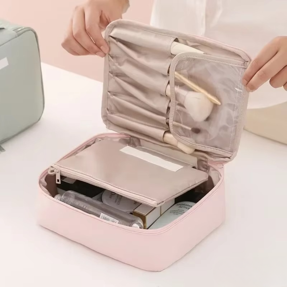 Geanta Organizare Cosmetice 2in1, Portfard Inclus, Impermeabil, pentru Calatorii