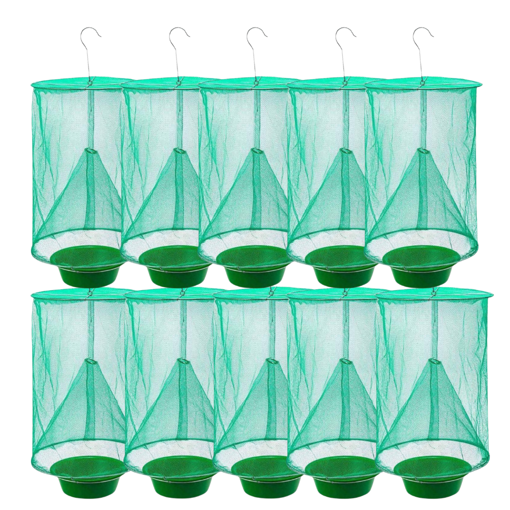 Outdoor Insect Trap Made of Mesh, Hanging, Garden, Home, Yard, Flies, Mosquitoes, Easy to Use, Bowl Included, Green