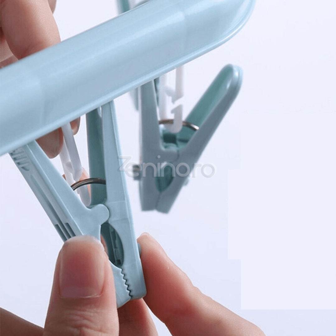 Сушилня за дрехи, с 32 куки, за чорапи, бебешки дрехи, сгъваема, въртене на 360 градуса, със закачалки, 32x32 см, розова, синя, зелена