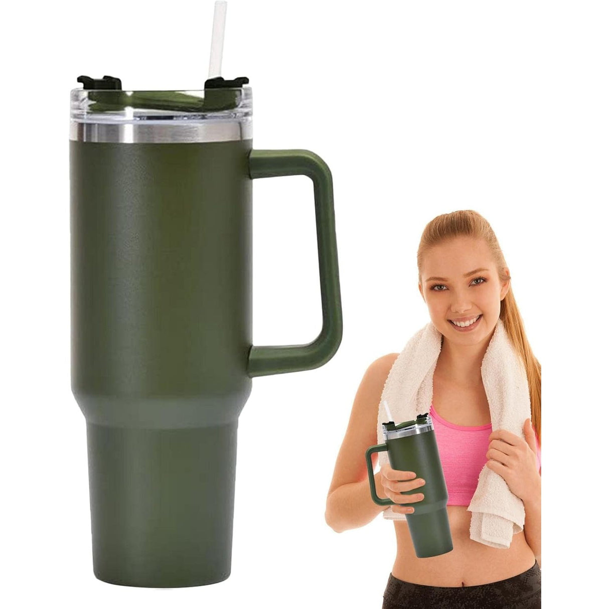 Cana Termos, Capacitate 1200ml, cu Pai, din Otel Inoxidabil