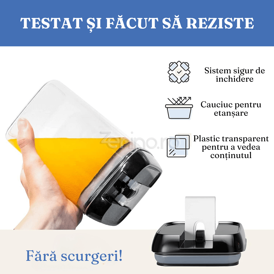 Set 7 Recipiente Organizare Alimente, Inchidere Etansa, Etichete Reutilizabile, Cupe Masurare, 4 Dimensiuni Diferite, Plastic Dur, Transparent