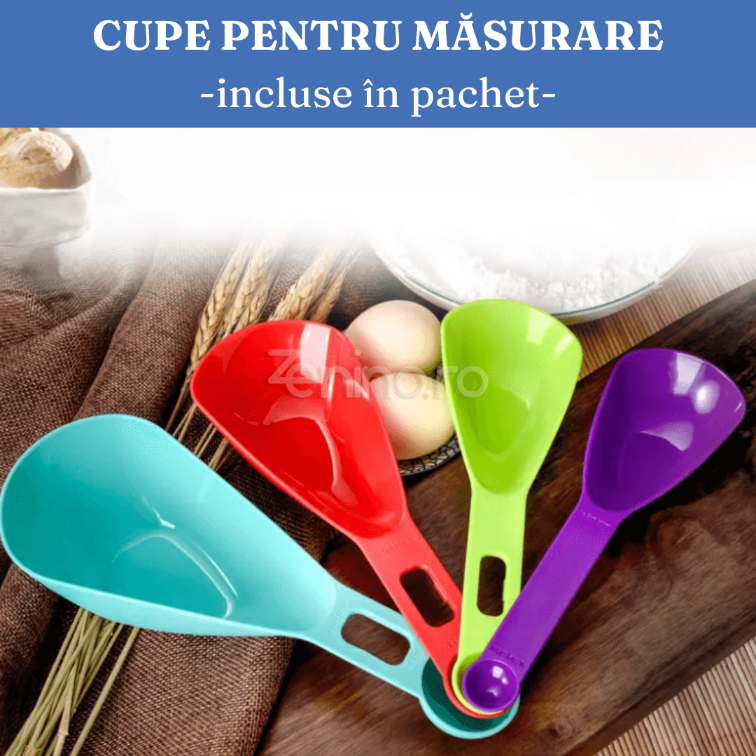 Set 7 Recipiente Organizare Alimente, Inchidere Etansa, Etichete Reutilizabile, Cupe Masurare, 4 Dimensiuni Diferite, Plastic Dur, Transparent
