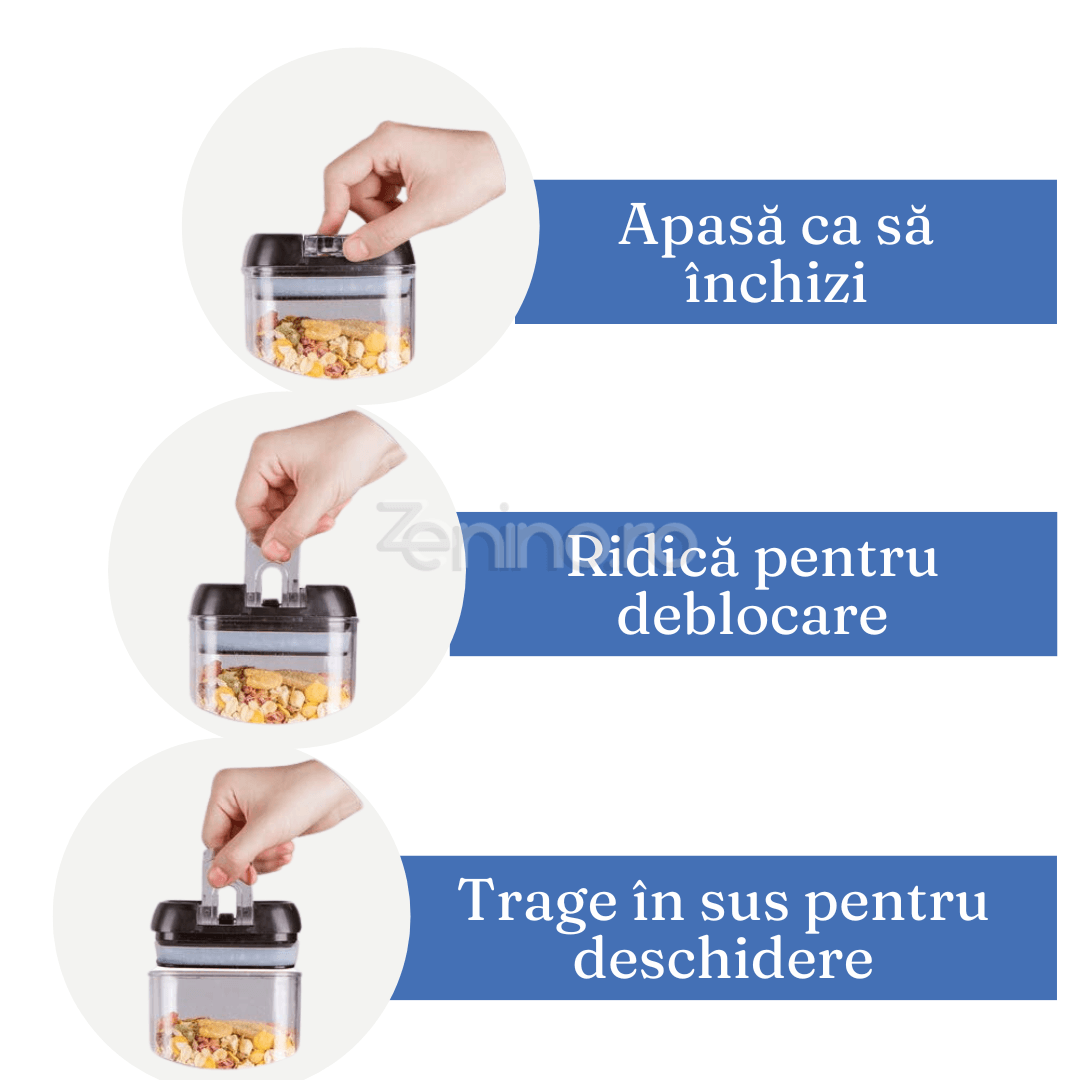 Set 7 Recipiente Organizare Alimente, Inchidere Etansa, Etichete Reutilizabile, Cupe Masurare, 4 Dimensiuni Diferite, Plastic Dur, Transparent
