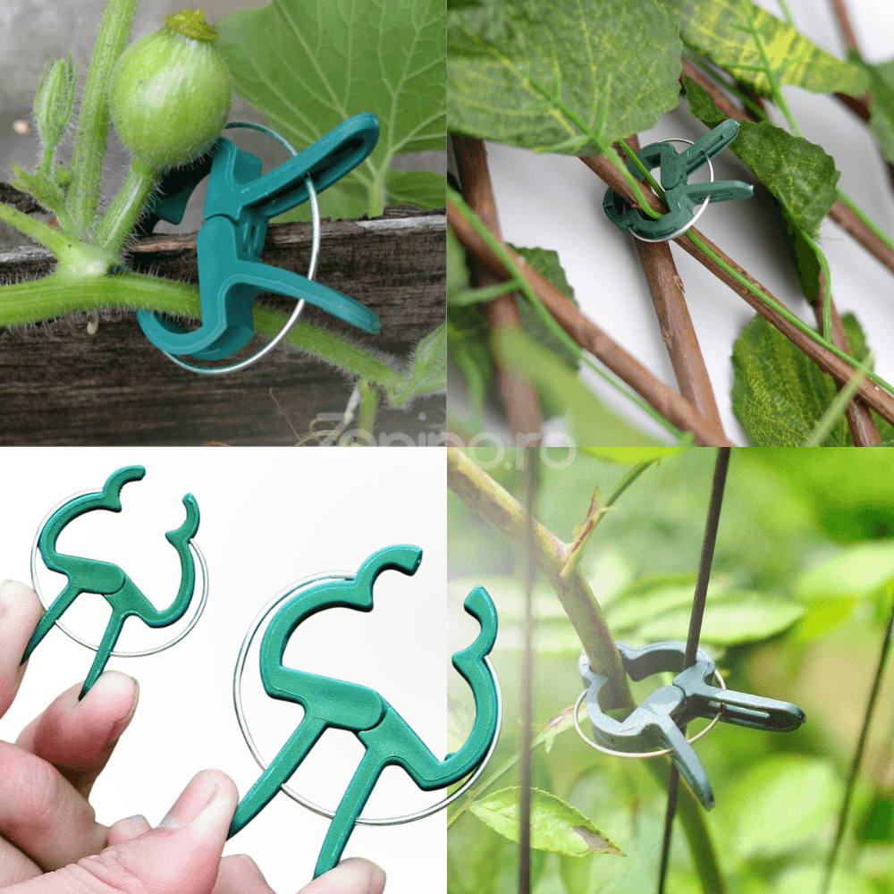 Set 108 Cleme pentru Plante, Mentine Pozitia, Doua Dimensiuni, Potrivite pentru Palisare, Rezistente, din Polipropilena, Verde