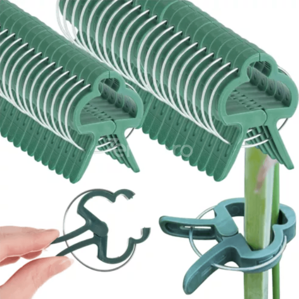 Set 108 Cleme pentru Plante, Mentine Pozitia, Doua Dimensiuni, Potrivite pentru Palisare, Rezistente, din Polipropilena, Verde