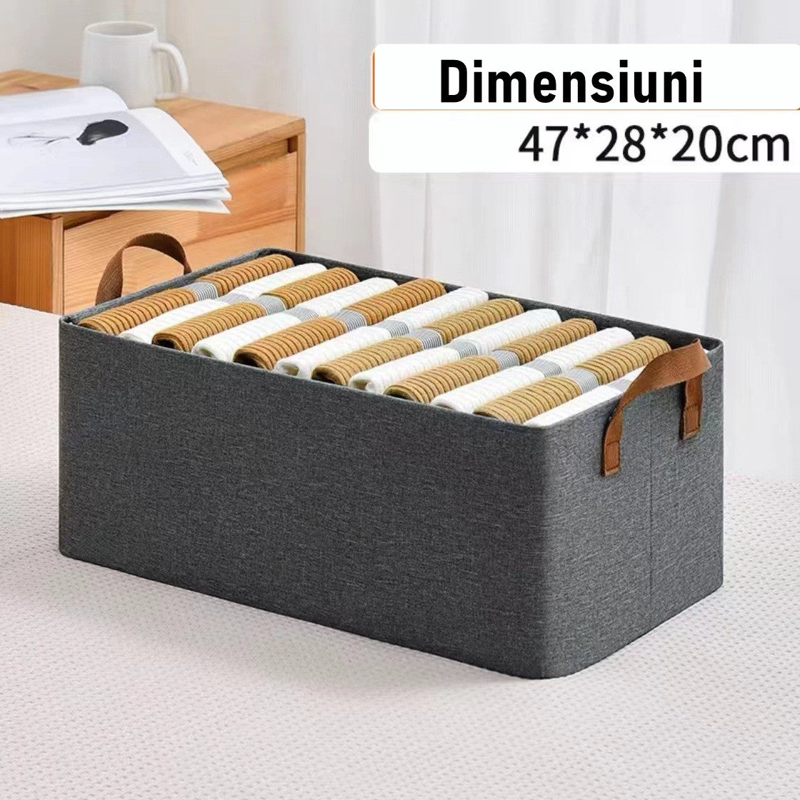 Foldable Storage Box, Made of Textile Material, Metal Frame, with Handles, 47x20x28 cm