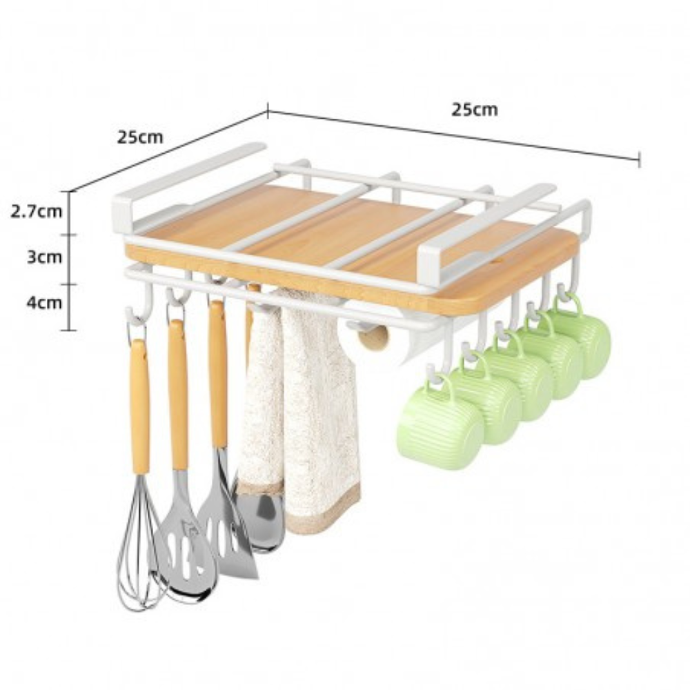 Raft Suspendat Bucatarie, 10 Carlige, Suport Prosop, din Metal