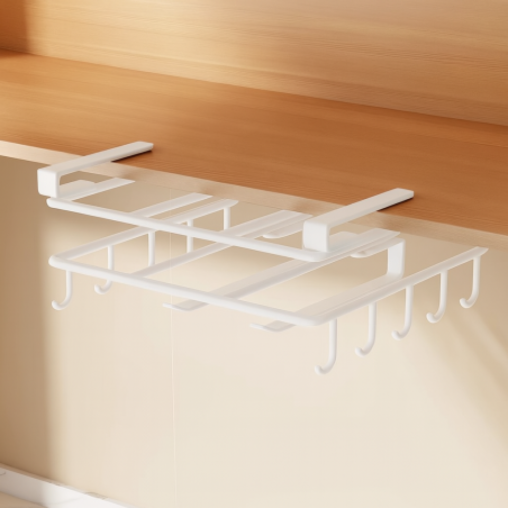 Raft Suspendat Bucatarie, 10 Carlige, Suport Prosop, din Metal