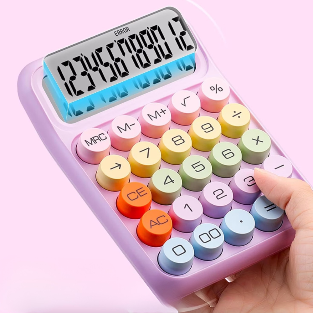 Calculator Electronic, 12 Cifre, Ecran LCD, Butoane Rotunde