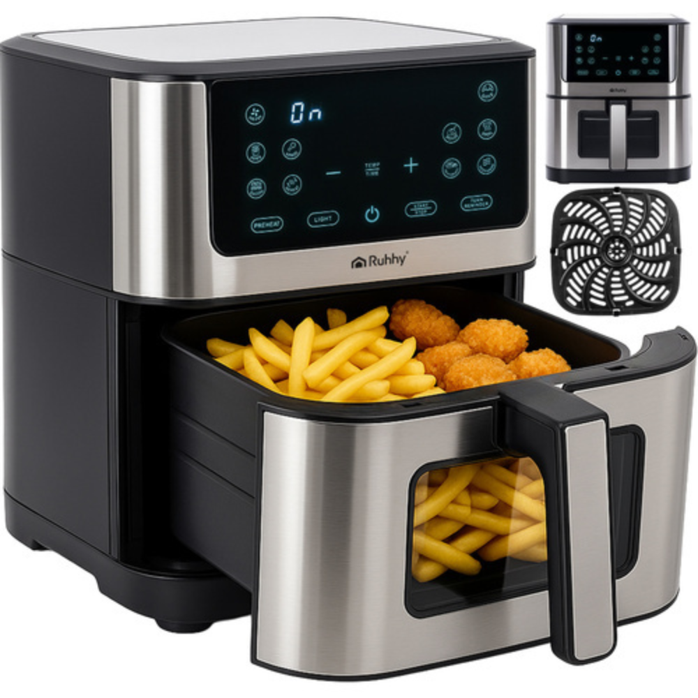 Friteuza cu Aer cald, Airfryer XXL, 10 Programe, 8L, Fara Ulei, Afisaj Led