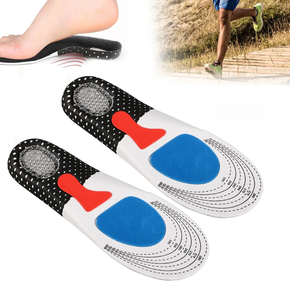 Set of 2 Memory Foam Insoles, Gel Heel Cushion, Adjustable, Universal