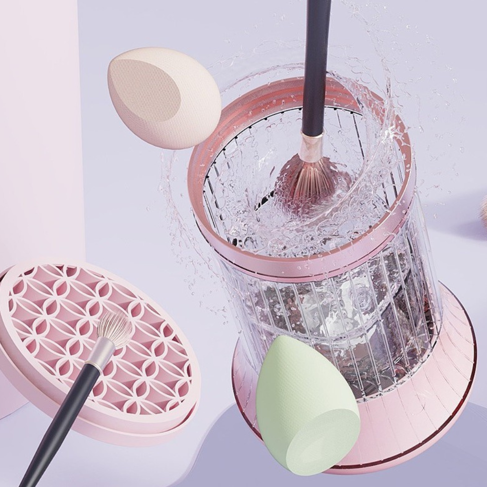 Почистващ препарат за четки за грим, преносим, 7000 об/мин, с вибрация, USB зареждане, бял