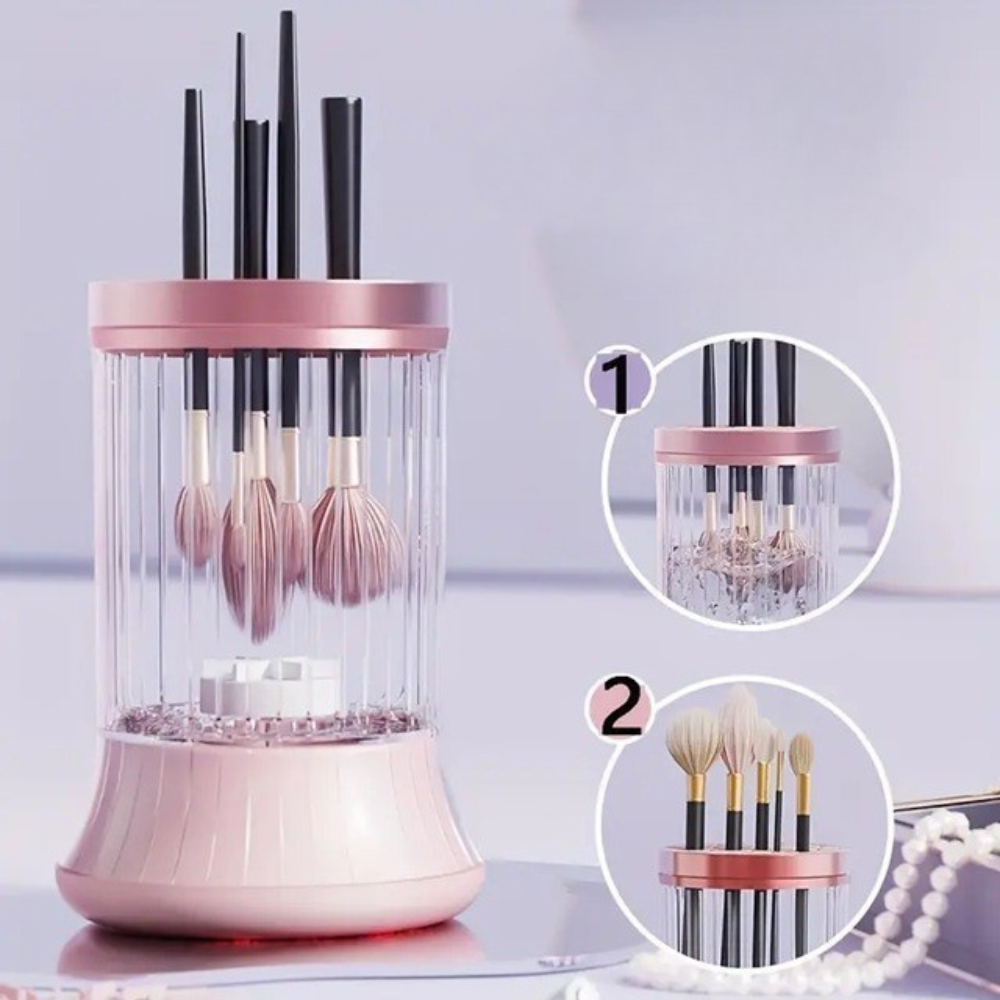 Почистващ препарат за четки за грим, преносим, 7000 об/мин, с вибрация, USB зареждане, бял