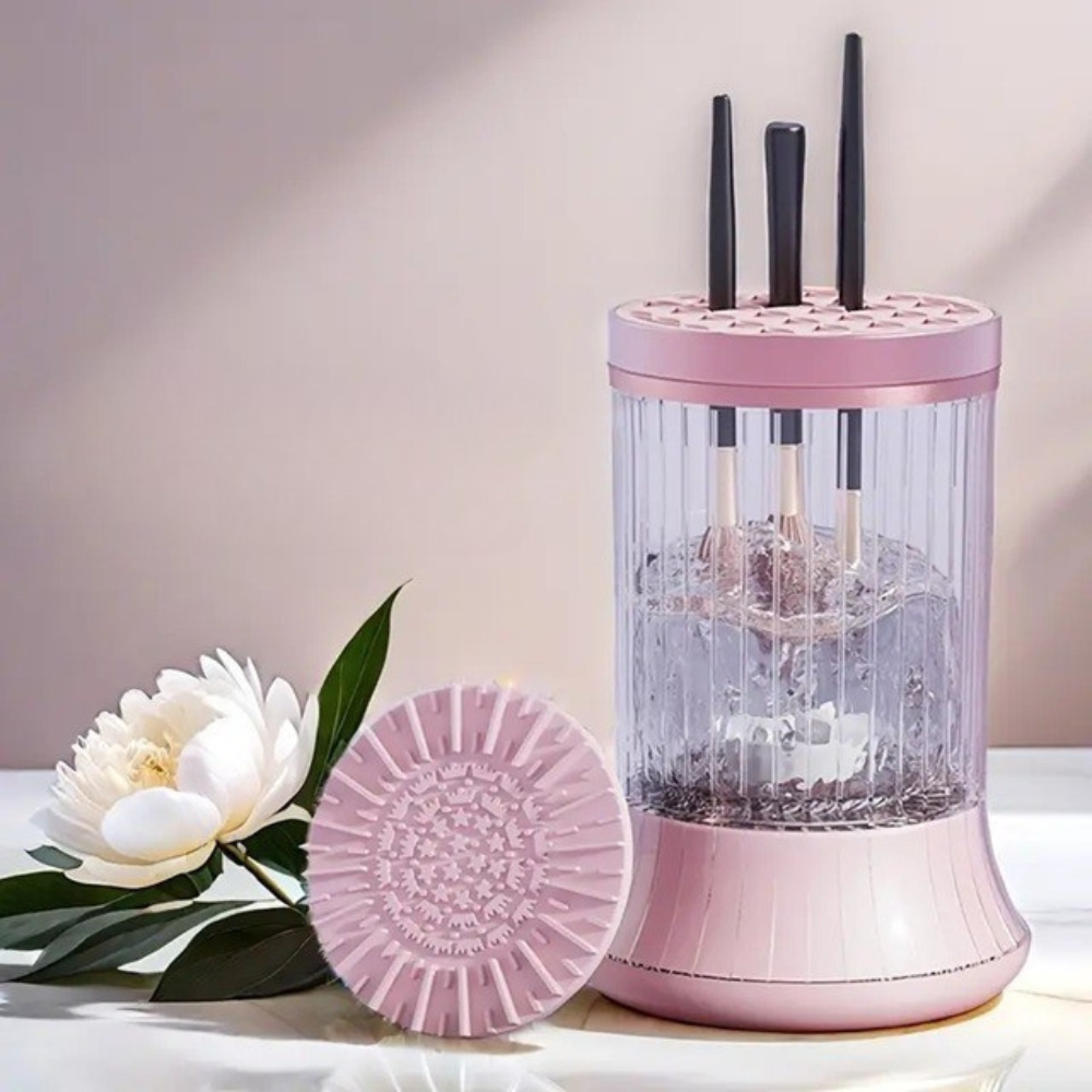 Почистващ препарат за четки за грим, преносим, 7000 об/мин, с вибрация, USB зареждане, бял