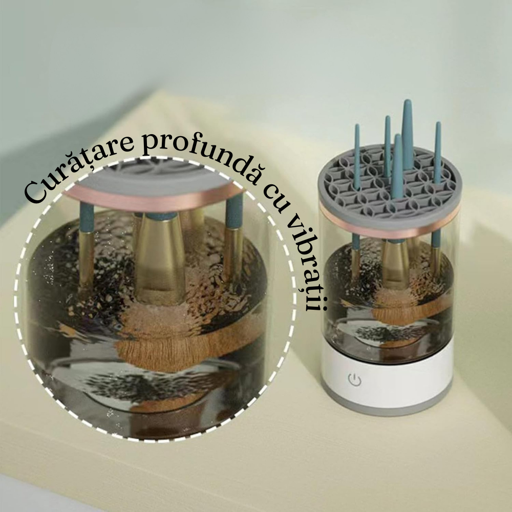 Почистващ препарат за четки за грим, преносим, 7000 об/мин, с вибрация, USB зареждане, бял