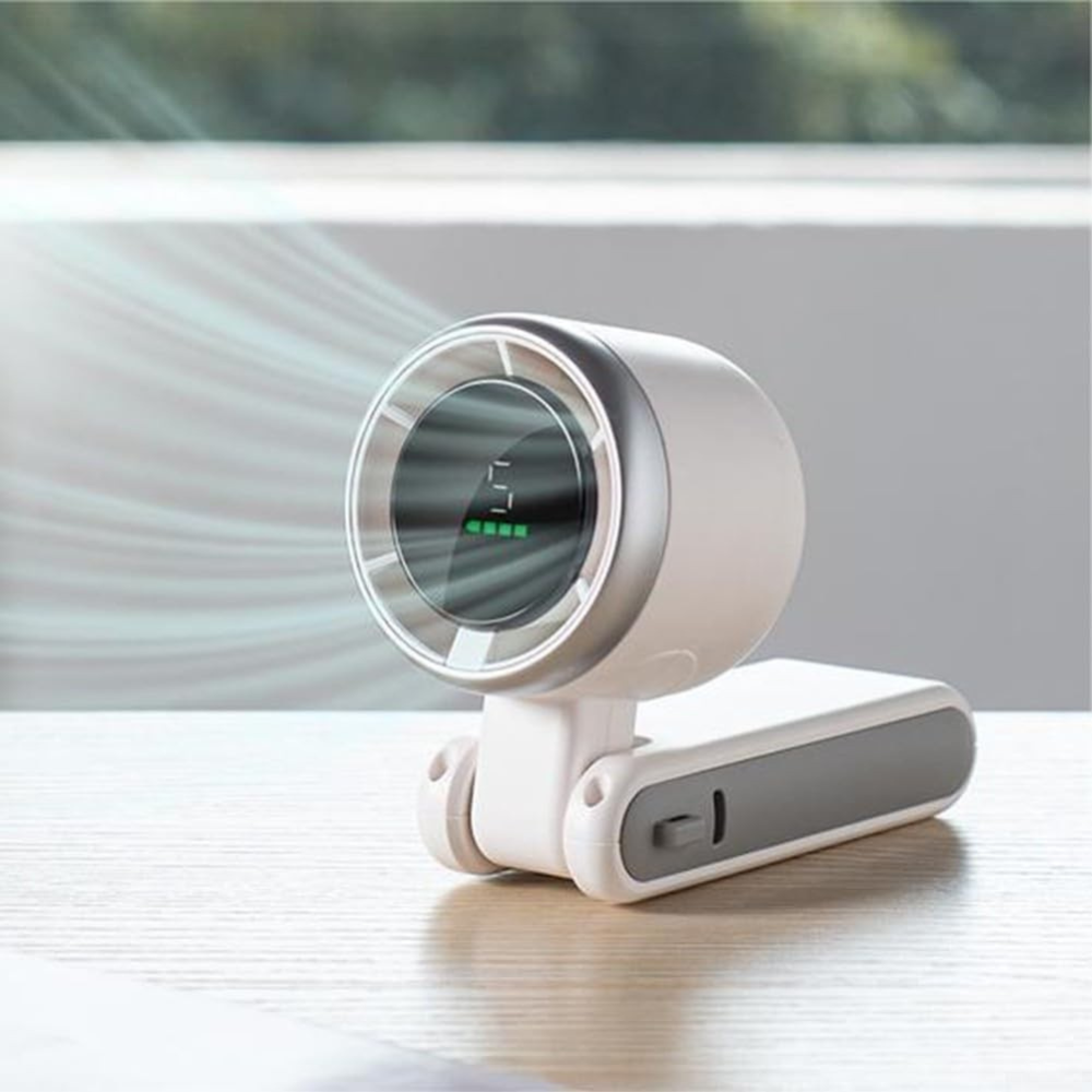 Mini Ventilator Portabil, Afisaj Digital, 5 Viteze, 3600mAh, Pliabil, Incarcare USB
