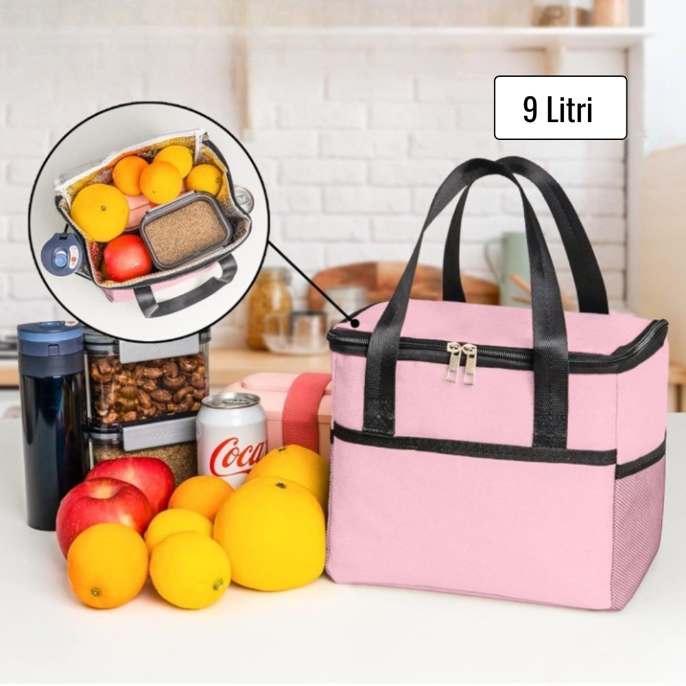 Термо чанта за обяд, 24x18x21 см, водоустойчива, странични джобове