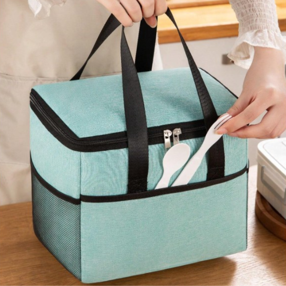 Термо чанта за обяд, 24x18x21 см, водоустойчива, странични джобове