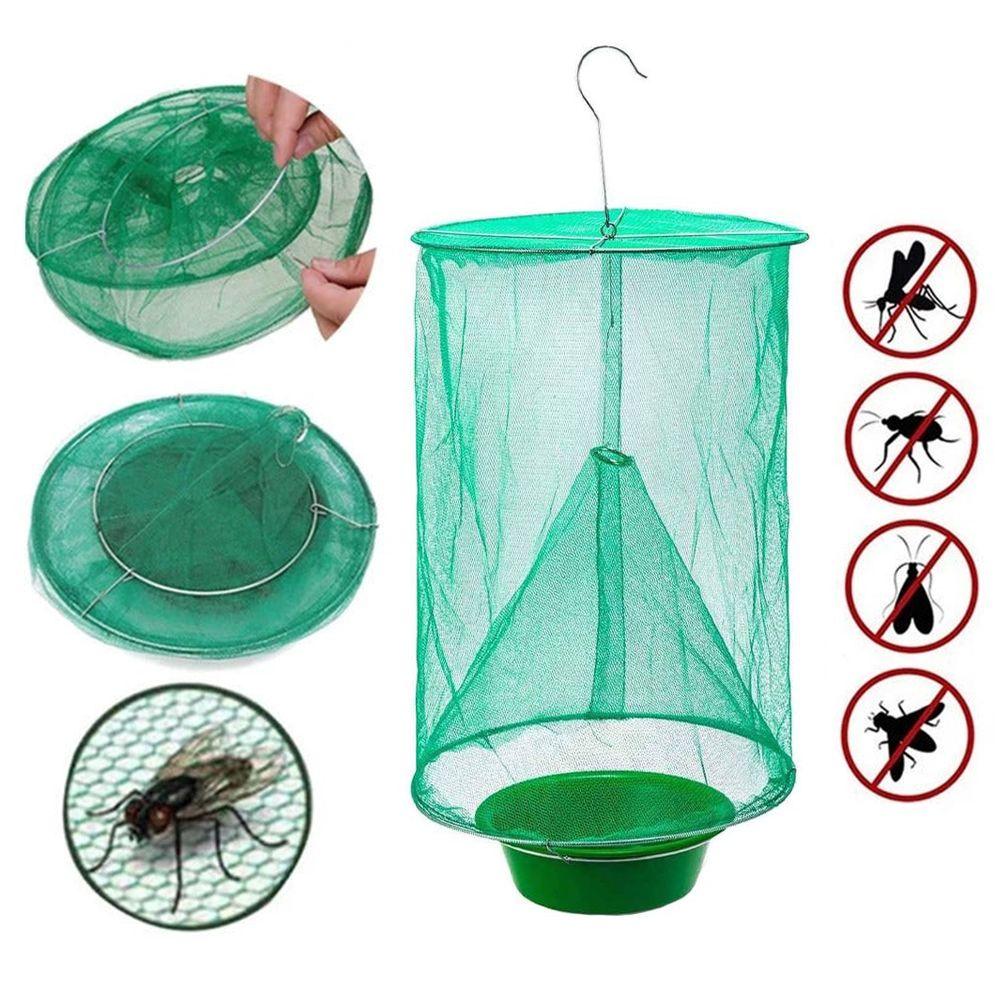 Outdoor Insect Trap Made of Mesh, Hanging, Garden, Home, Yard, Flies, Mosquitoes, Easy to Use, Bowl Included, Green