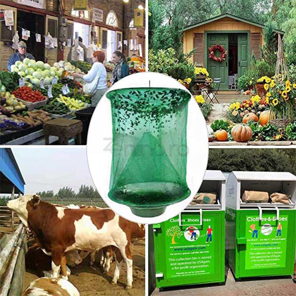 Outdoor Insect Trap Made of Mesh, Hanging, Garden, Home, Yard, Flies, Mosquitoes, Easy to Use, Bowl Included, Green