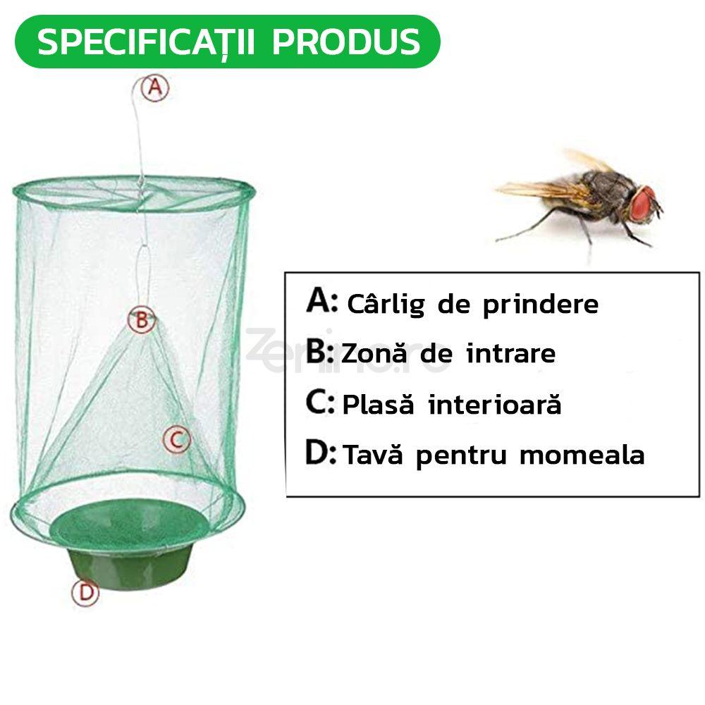 Outdoor Insect Trap Made of Mesh, Hanging, Garden, Home, Yard, Flies, Mosquitoes, Easy to Use, Bowl Included, Green