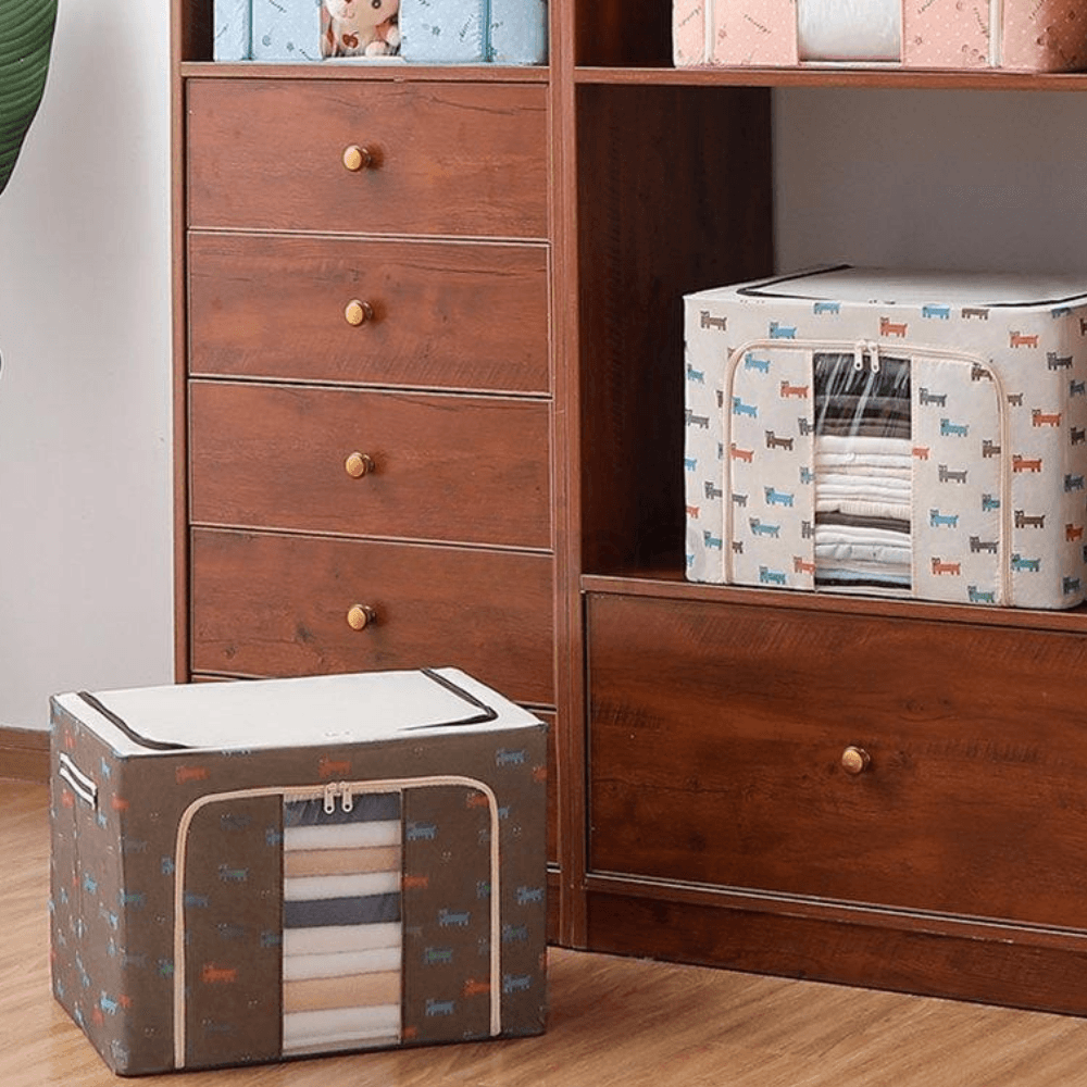 Cutie de Depozitare, Model Catelus, Pliabil, Capacitate 24L-100L, Material Textil, cu Fermoar