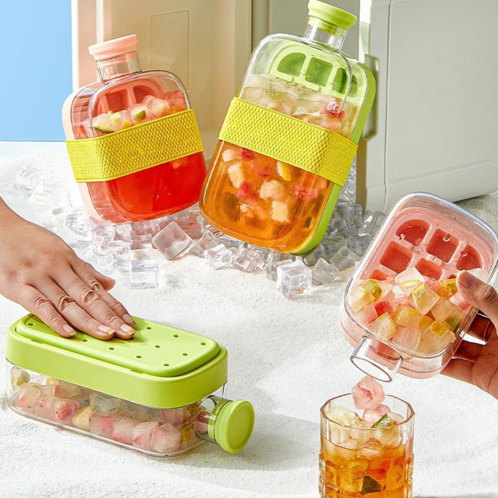 Forma de Gheata 2in1, Tip Sticla cu Pai, 12 Cuburi, 500ml