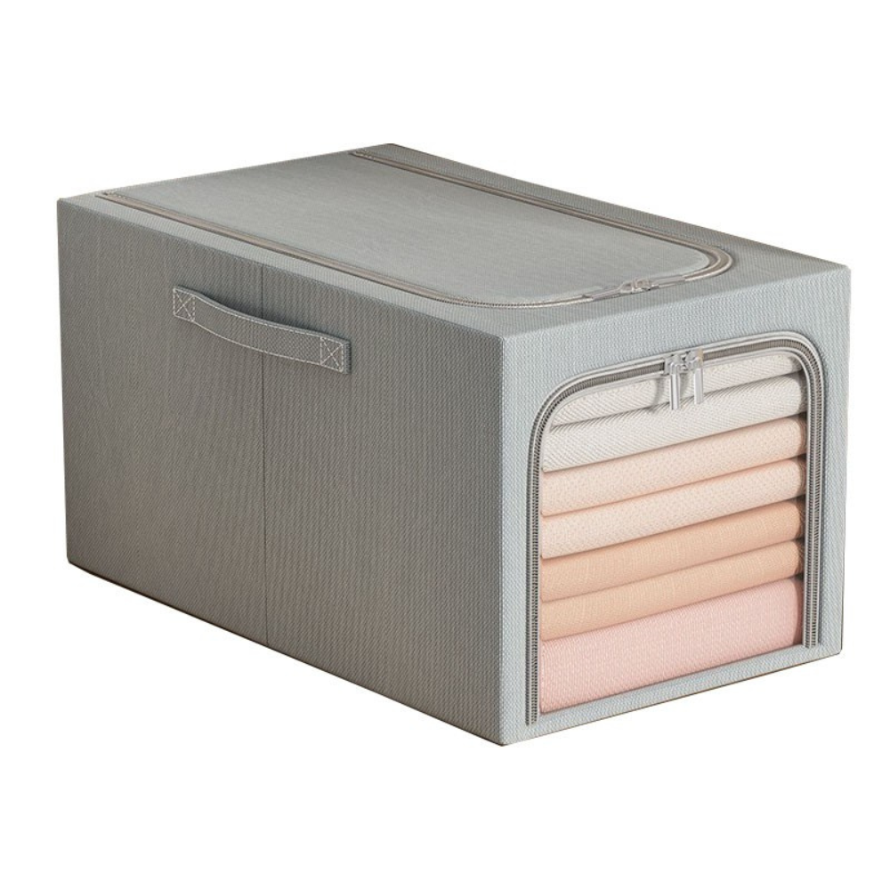 Cutie Depozitare Haine, In si Bumbac, Pliabil, Lavabil, Cadru de Otel